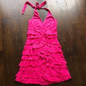 Express, S, hot pink, ruffle halter top dress